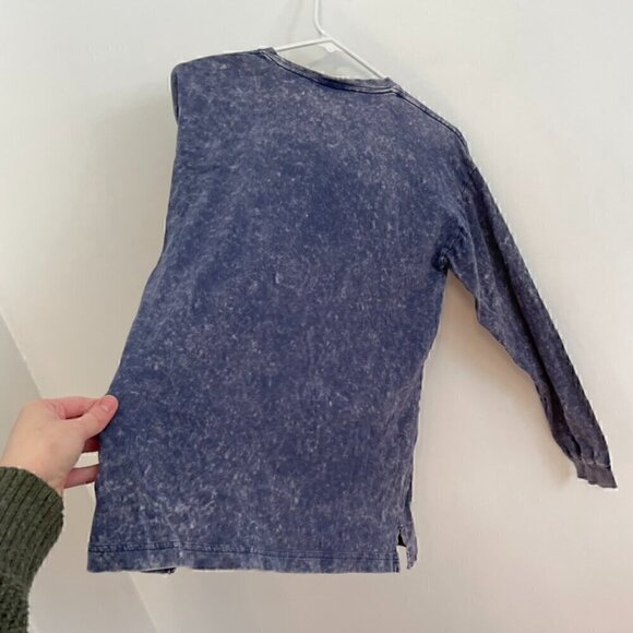 VS PINK VICTORIA'S SECRET Blue Acid Wash Spellout PINK Long Sleeve Graphic Tee - Picture 14 of 14